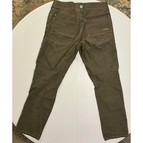Kuhl Rydr Mens 32x32 Dark Khaki Brown Cotton Blend Hiking Workwear Pants - Picture 2 of 9
